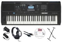 Yamaha - PSR-E373 EPS 61-Key Keyboard Pack with X-Stand, AC Adapter, Headphones, and Software - Black