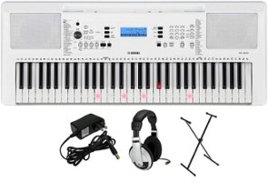 Yamaha EZ-300 PKS 61-Key Keyboard Pack with X-Stand, AC Adapter, and Headphones - Black - Front_Zoom