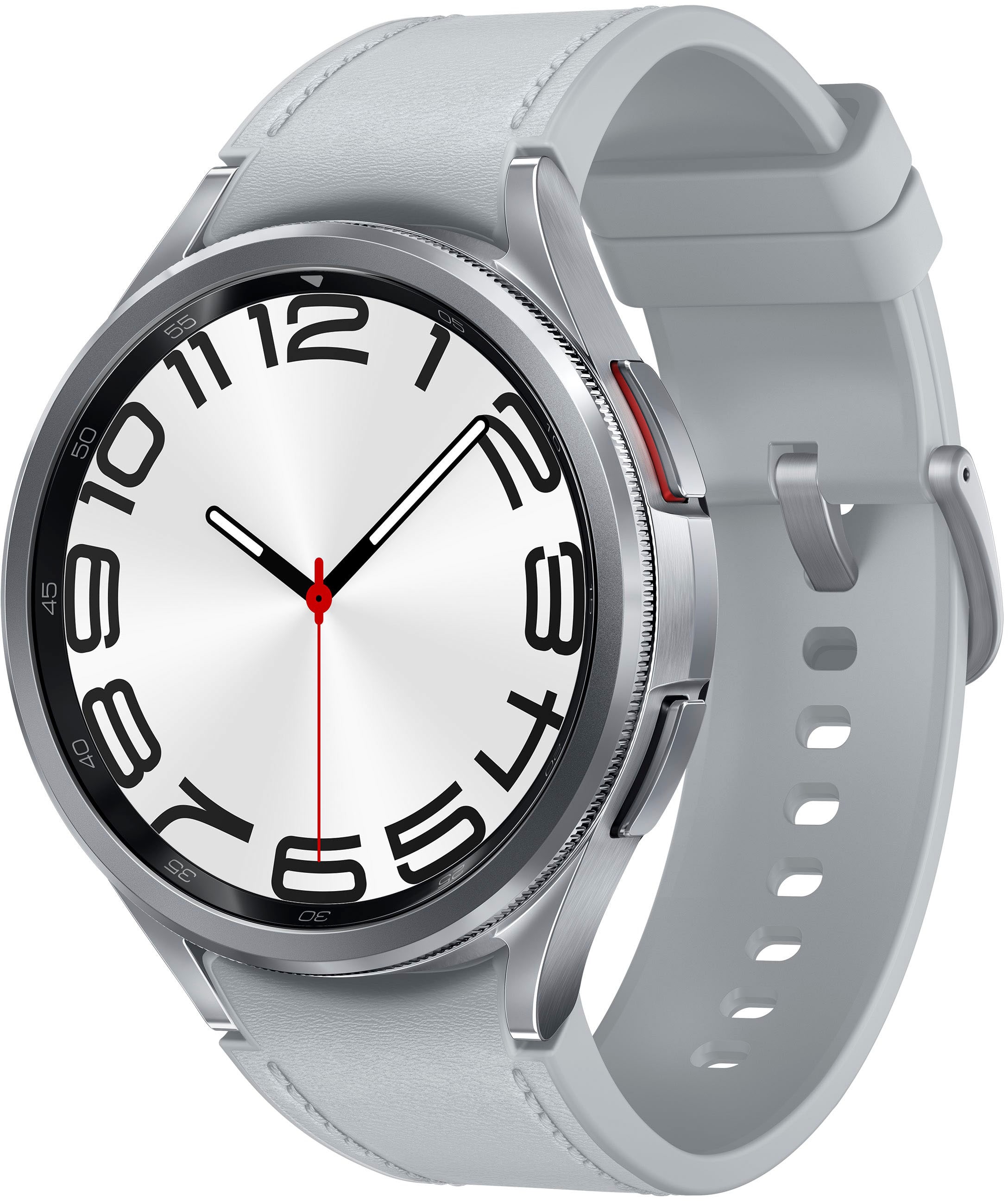 Front. Samsung - Galaxy Watch6 Classic Stainless Steel Smartwatch 47mm BT - Silver.
