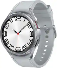 Front. Samsung - Galaxy Watch6 Classic Stainless Steel Smartwatch 47mm BT - Silver.