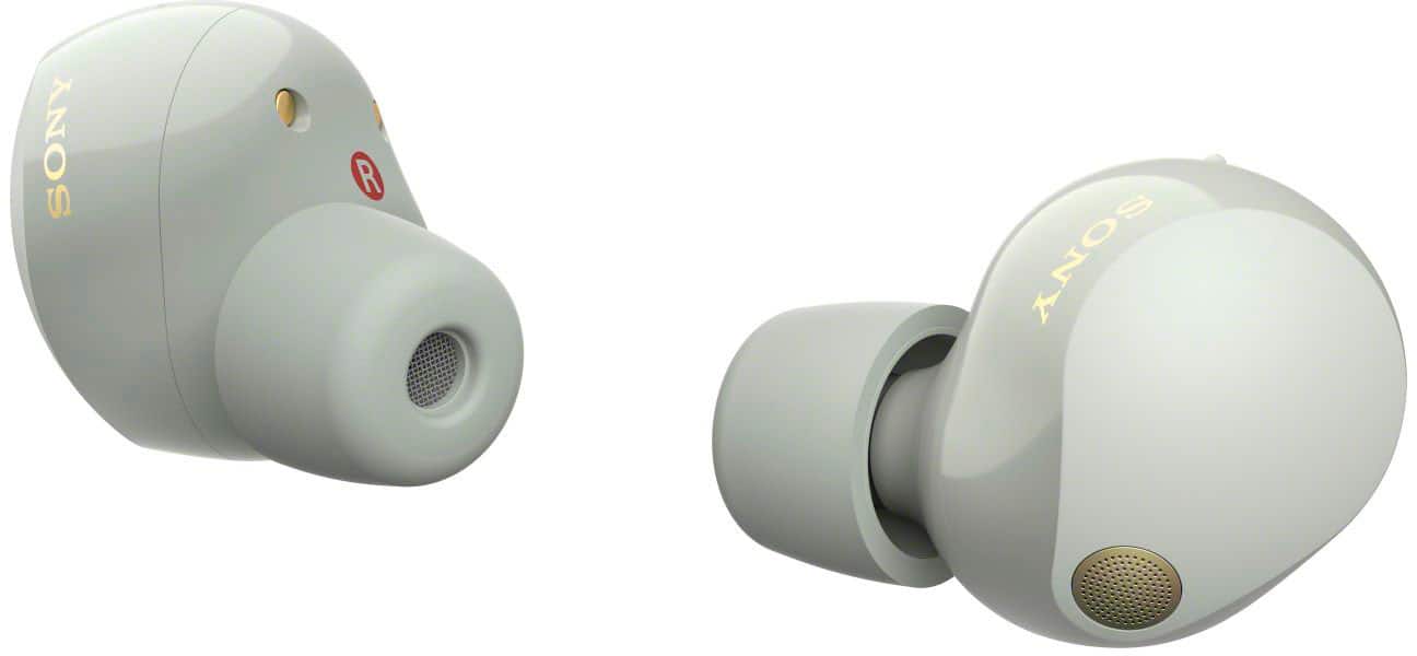 Front. Sony - WF1000XM5 True Wireless Noise Cancelling Earbuds - Silver.