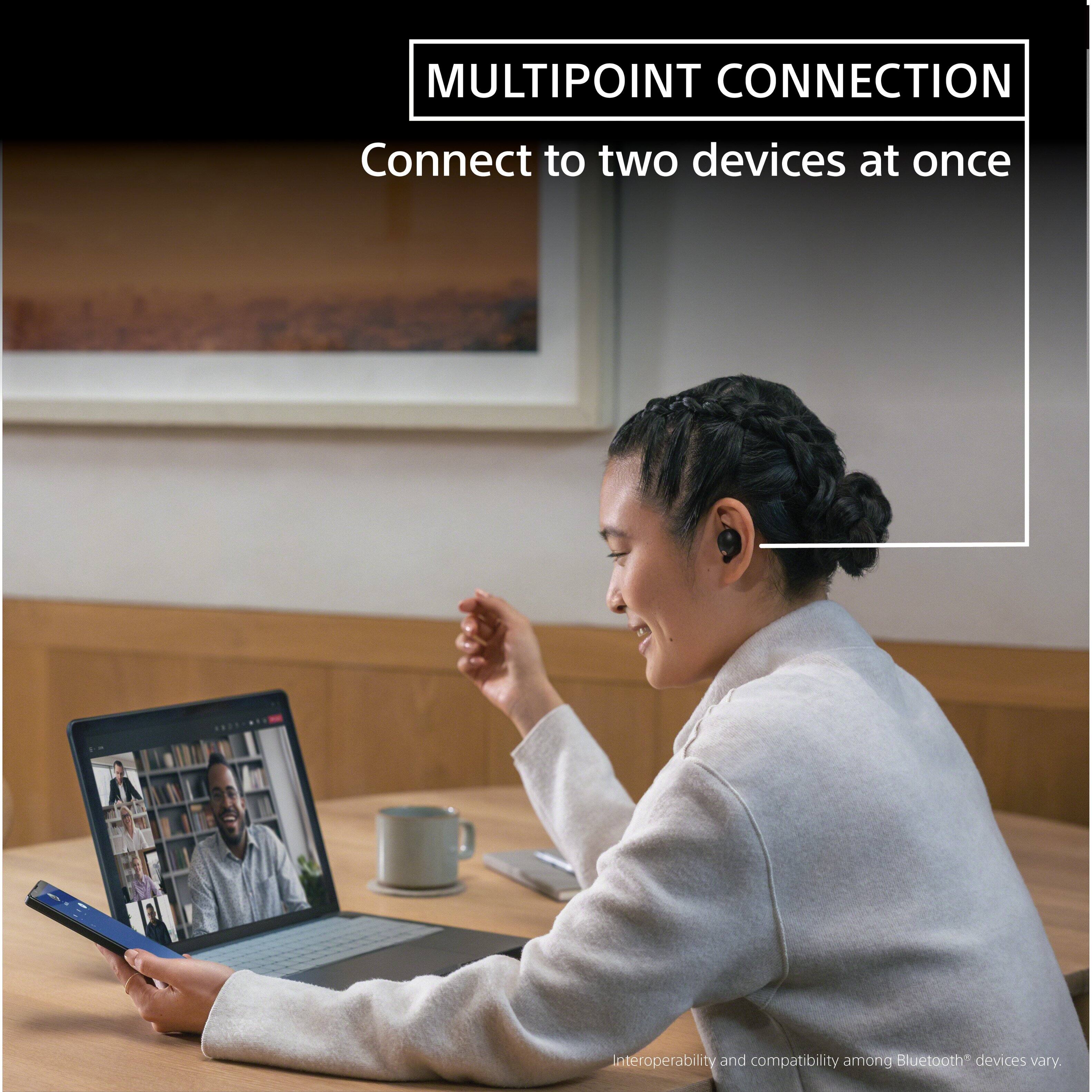 MULTIPOINT CONNECTION Connect to two devices at once. Interoperability and compatibility among Bluetooth devices vary.