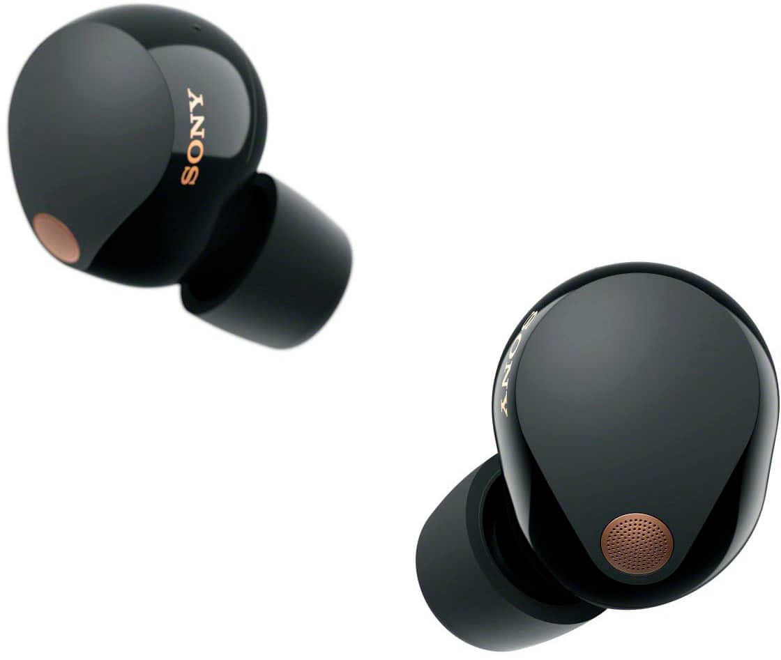 Left. Sony - WF1000XM5 True Wireless Noise Cancelling Earbuds - Black.