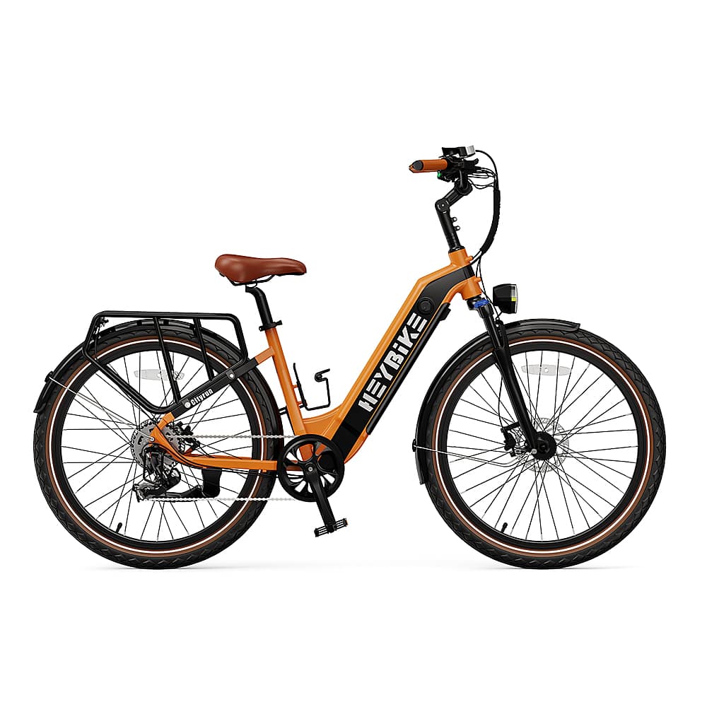 Angle. Heybike - Cityrun Ebike w/ 55mi Max Operating Range & 25 mph Max Speed - Orange.
