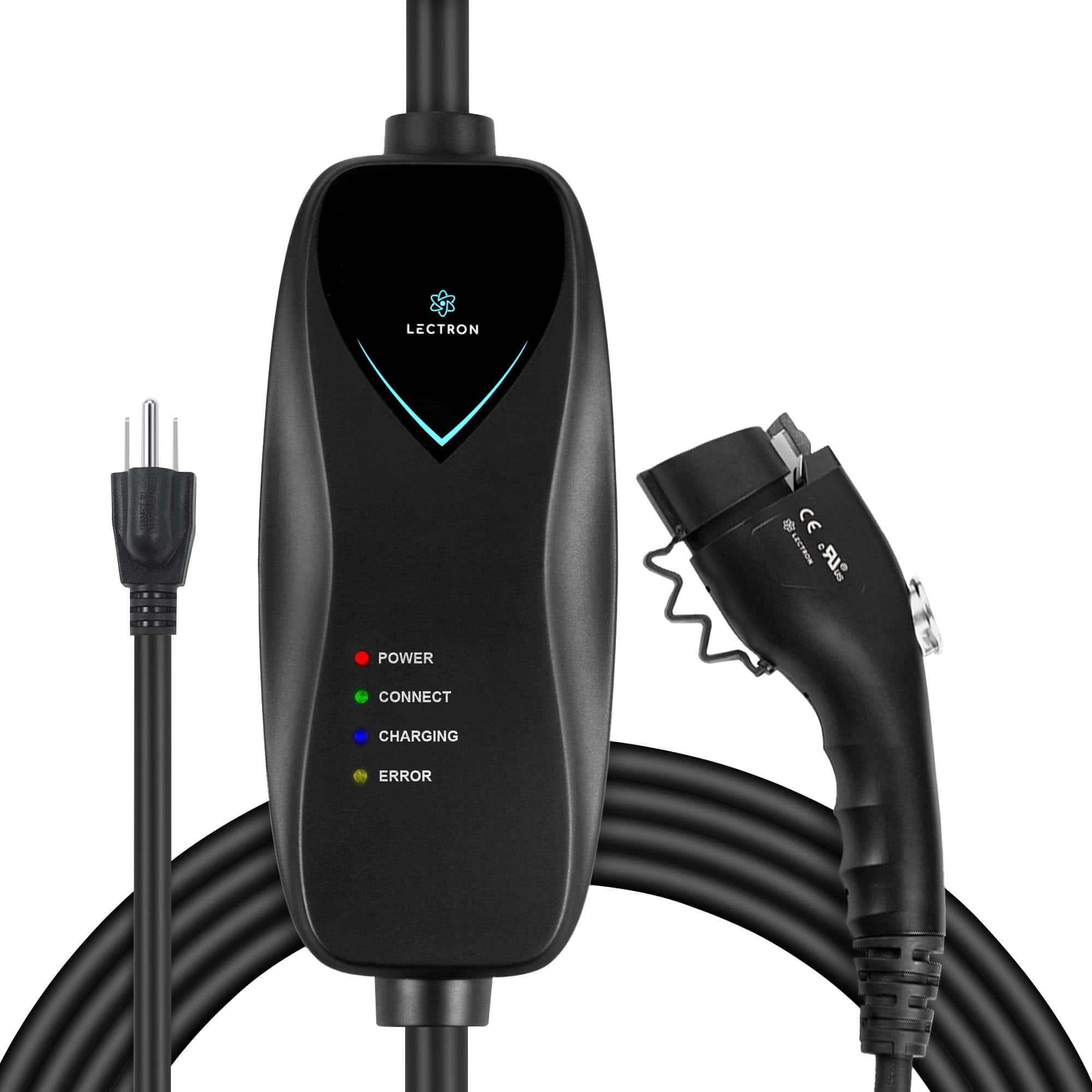 Lectron - Portable J1772 Level 1 NEMA 5-15 Electric Vehicle (EV) Charger-up to 15A-20' - Black - Front_Zoom