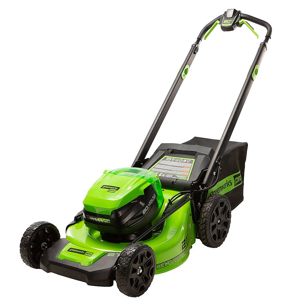 Alt View 13. Greenworks - 80V 21” Cordless Self-Propelled Lawn Mower with (2) 4.0 Ah Batteries and Dual-Port Charger - Green.