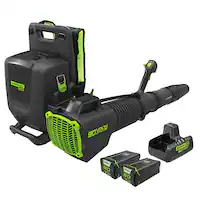Greenworks - 80V 690 CFM 165 MPH Cordless Backpack Leaf Blower with (2) 4.0 Ah Battery and Dual-Port Charger - Green - Front_Zoom