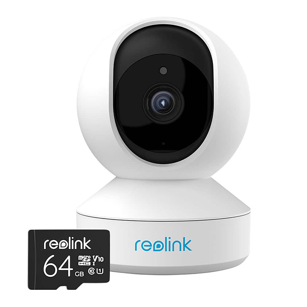 Front. Reolink - Smart 4MP Indoor Super HD 64GB Security Camera with Motion Spotlights - White.