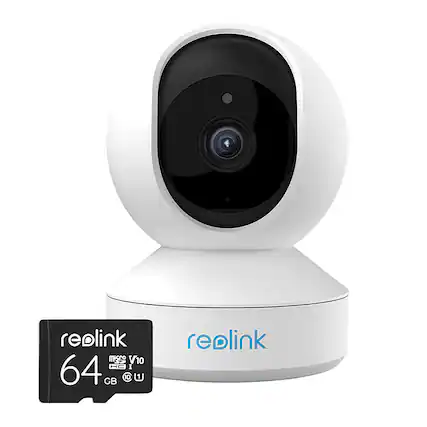 Front. Reolink - Smart 4MP Indoor Super HD 64GB Security Camera with Motion Spotlights - White.