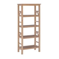 Linon Home Décor - Tressa 4-Shelf Solid Wood Bookcase - Driftwood - Front_Zoom