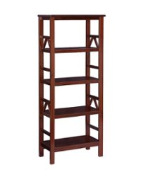 Linon Home Décor - Tressa 4-Shelf Solid Wood Bookcase - Antique Tobacco Brown - Front_Zoom