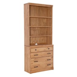 Linon Home Décor - Valdez 3-Drawer 3-Shelf Bookcase Hutch - Rustic Honey - Front_Zoom