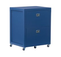 Linon Home Décor - Penrose Rolling File Cabinet With Adjustable Rails - Navy Paint / Silver Hardware - Front_Zoom