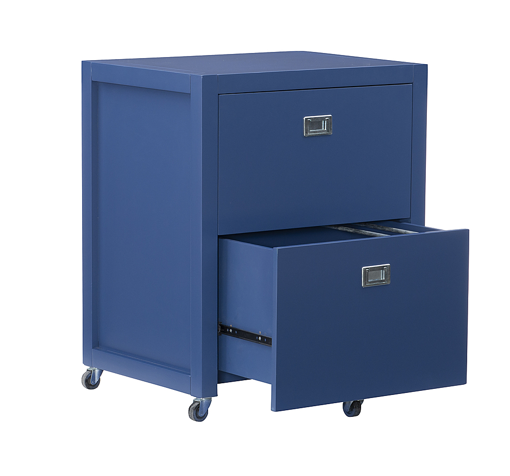Linon Home Décor Penrose Rolling File Cabinet With Adjule Rails Navy Paint Silver Hardware Bstb243 Best