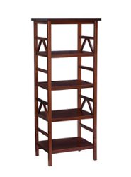 Linon Home Décor - Tressa 4-Shelf Solid Wood TV Tower - Antique Tobacco Brown - Front_Zoom