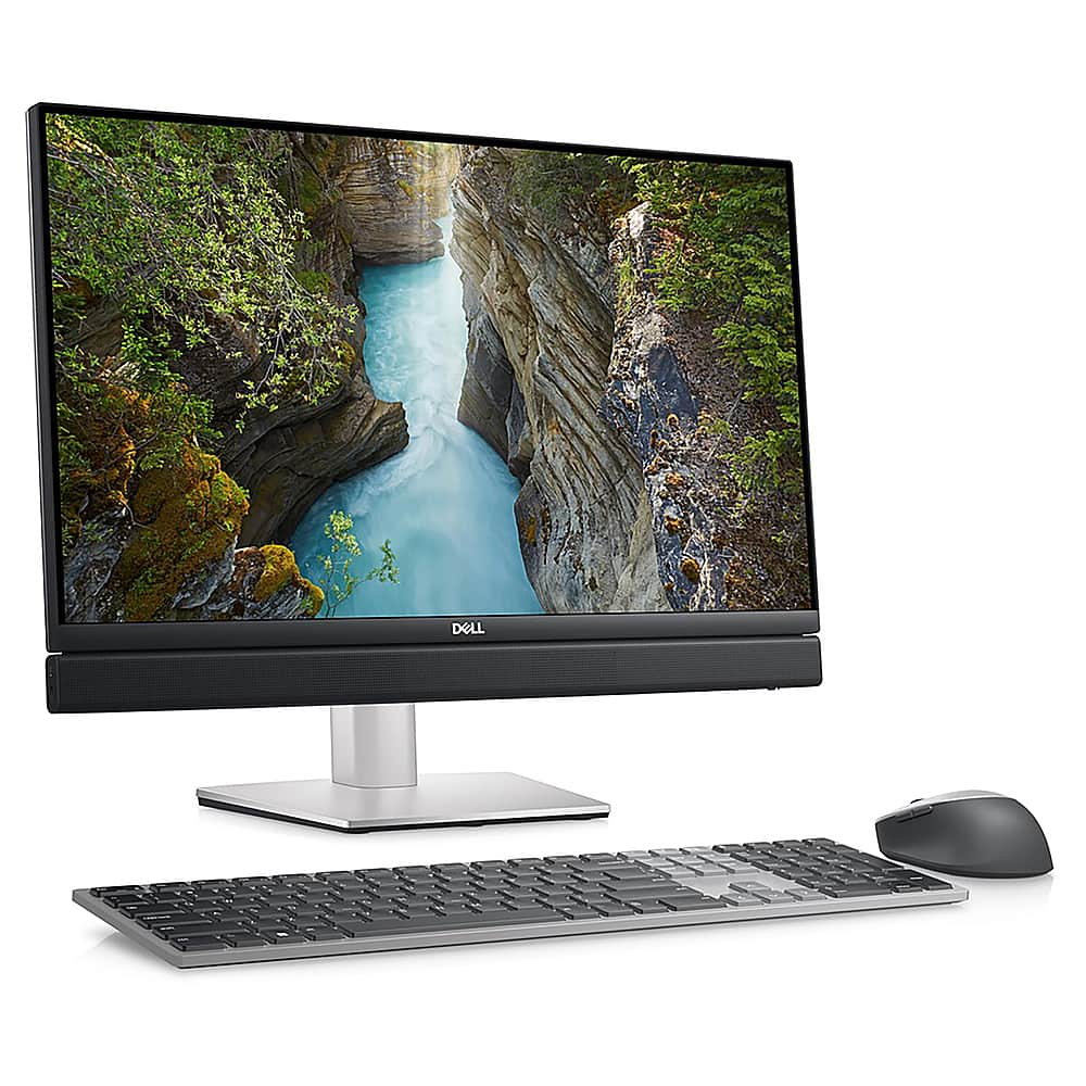 Angle View: Dell - OptiPlex 7000 23.8" All-In-One - Intel Core i5 - 8 GB Memory - 256 GB SSD - Silver