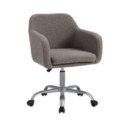 Linon Home Décor - Carvel Plush Faux Sherpa Height-Adjustable Office Chair - Gray - Front_Zoom
