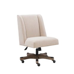 Linon Home Décor - Donora Plush Fabric Adjustable Office Chair With Wood Base - Natural - Front_Zoom