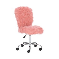 Linon Home Décor - Larabee Plush Faux Fur Adjustable Office Chair With Chrome Base - Blush Pink - Front_Zoom