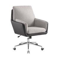 Linon Home Décor - McGarry Faux Leather And Sherpa Fabric Swivel Office Chair - Black and Gray - Front_Zoom