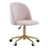 Linon Home Décor - Andrea Plush Velvet Fabric Rolling Desk Chair - Pink - Front_Zoom