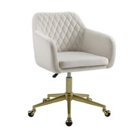 Linon Home Décor - Vernson Quilted Office Chair With Arms - Off-White - Front_Zoom