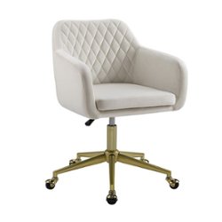 Linon Home Décor - Vernson Quilted Office Chair, Natural - Off-White - Front_Zoom