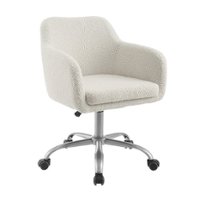 Linon Home Décor - Carvel Plush Faux Sherpa Height-Adjustable Office Chair - Off-White - Front_Zoom