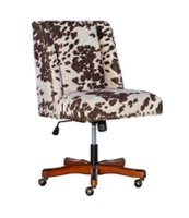 Linon Home Décor - Donora Cow Print Microfiber Fabric Adjustable Office Chair With Wood Base - Brown and White - Front_Zoom