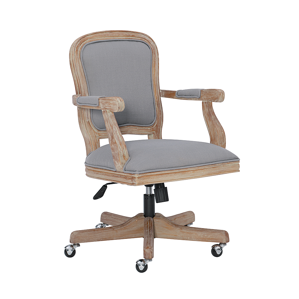 Linon Home Decor Barnes Cream Sherpa Upholstered 17 in. - 21 in. Adjustable Height Office Chair