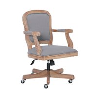Linon Home Décor - Markley Vintage Farmhouse Height-Adjustable Office Chair With Arms - Light Gray - Front_Zoom