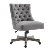 Linon Home Décor - Ellas Plush Button-Tufted Office Chair With LiveSmart Performance Fabric - Slate Gray - Front_Zoom