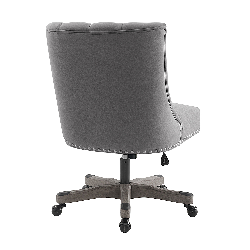 Furniliving Modern Padded Office Chair Linen Fabric Home Office Desk Chair  Height Adjustable Computer Task Chair, DarkGrey