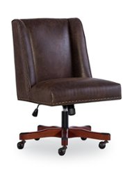 Linon Home Décor - Donora Faux Leather Adjustable Office Chair With Wood Base - Brown - Front_Zoom