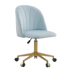 Linon Home Décor - Andrea Plush Velvet Fabric Rolling Desk Chair - Light Blue - Front_Zoom
