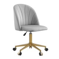 Linon Home Décor - Andrea Plush Velvet Fabric Rolling Desk Chair - Gray - Front_Zoom