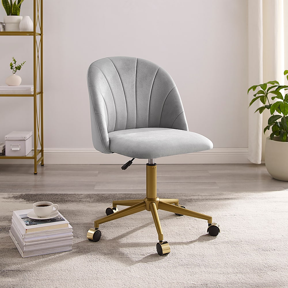 Velvet rolling office discount chair