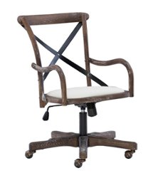 Linon Home Décor - Hammond Rustic Bentwood Office Chair With Arms - Beige - Front_Zoom