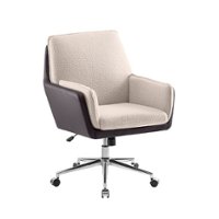 Linon Home Décor - McGarry Faux Leather And Sherpa Fabric Swivel Office Chair - Natural and Brown - Front_Zoom