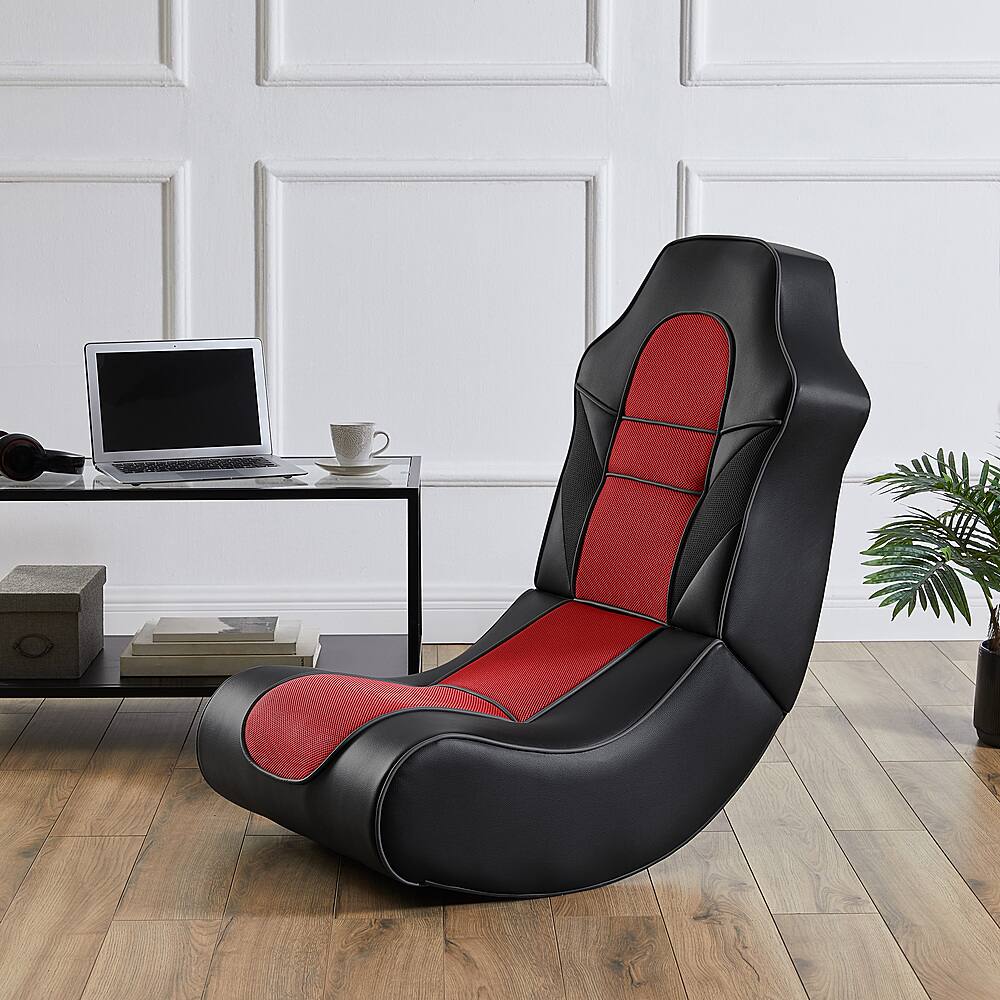 Best Buy: Linon Home Décor Kendon Faux Leather Rocking Gaming Chair Red ...