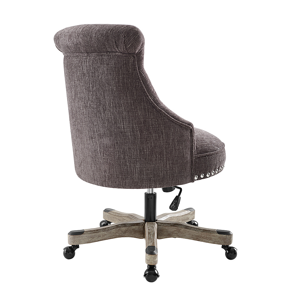 Linon Home Décor - Scotmar Plush Button-Tufted Adjustable Office Chair with Wood Base - Charcoal Gray