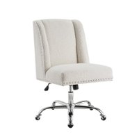 Linon Home Décor - Donora Faux Sherpa Adjustable Office Chair With Chrome Base - Off-White - Front_Zoom