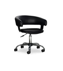 Linon Home Décor - Simken Faux Leather Gas Lift Desk Chair - Black - Front_Zoom