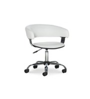 Linon Home Décor - Simken Faux Leather Gas Lift Desk Chair - White - Front_Zoom