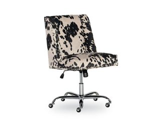 Linon Home Décor - Donora Microfiber Fabric Adjustable Office Chair With Chrome Base - Black and White - Front_Zoom