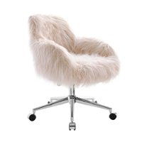 Linon Home Décor - Diehm Faux Fur Adjustable Office Chair With Arms - Pink - Front_Zoom