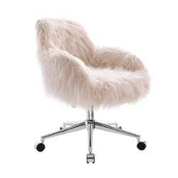 Linon Home Décor - Diehm Faux Fur Adjustable Office Chair With Arms - Pink - Front_Zoom