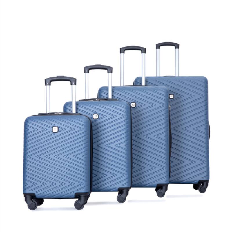 Angle. HTUTWOO - Luggage 4-Piece ABS Lightweight Suitcase with Rotating Wheels - 16/20/24/28 Inch, TSA Lock - Blue.