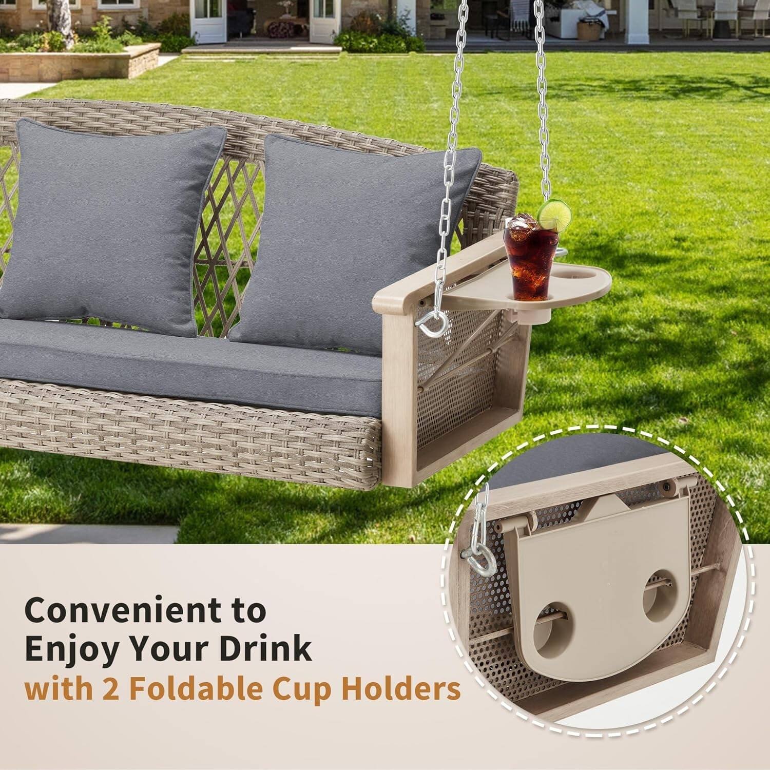 Convenient to Enjoy Your Drink with 2 Foldable Cup Holders