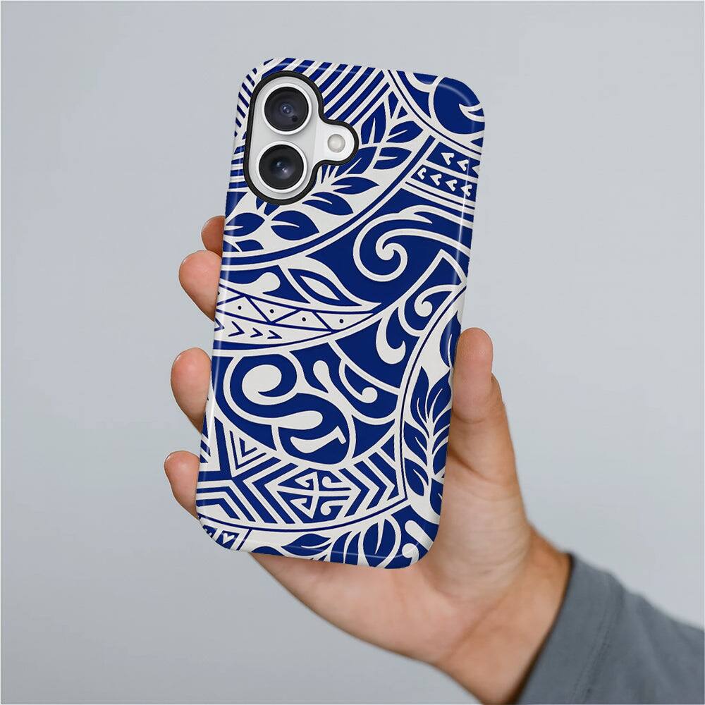 Alt View 3. BUBM - Smartphone Case for iPhone - 2-Layer Durable Smartphone Protection Case - Ocean Tribal Flow - Ocean Tribal Flow for iPhone 16 Plus.